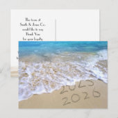 Nieuwjaar 2026 Strand Bedankt van Zakelijk Briefkaart (Voorkant / Achterkant)