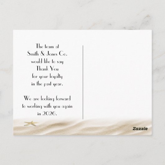 Nieuwjaar 2026 Strand Bedankt van Zakelijk Briefkaart (Achterkant)