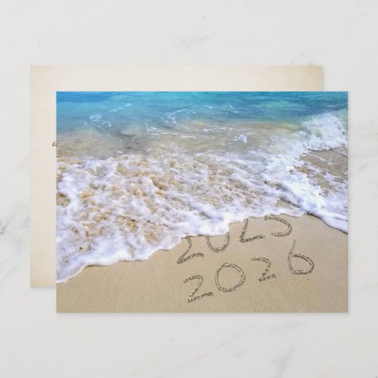 Nieuwjaar 2026 Strand Dankjewel Briefkaart (Voorkant / Achterkant)
