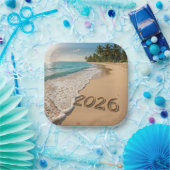 Nieuwjaar 2026 Tropical Beach Papieren Bordje (Feest)
