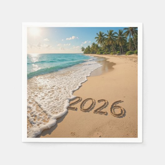 Nieuwjaar 2026 Tropical Beach Servet (Voorkant)