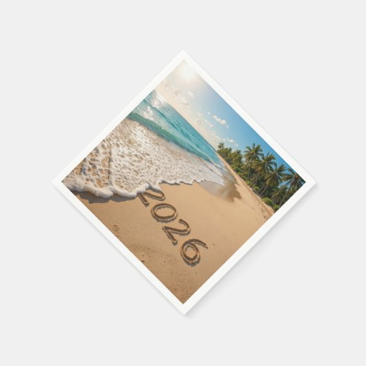 Nieuwjaar 2026 Tropical Beach Servet (Hoek)