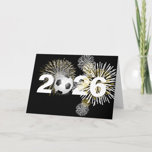 Nieuwjaar 2026 Voetbal Feestdagen Kaart (Voorkant)