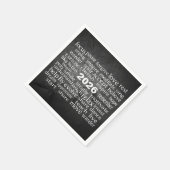 Nieuwjaar 2026 Word Cloud op Black Rock Servet (Hoek)