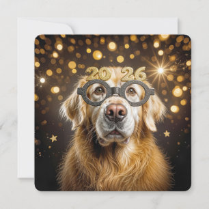 Nieuwjaar 2027 Feest Golden Retriever Humor Kaart