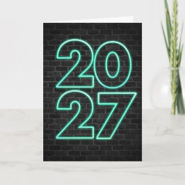 Nieuwjaar 2027 Neon Bord Feestdagen Kaart