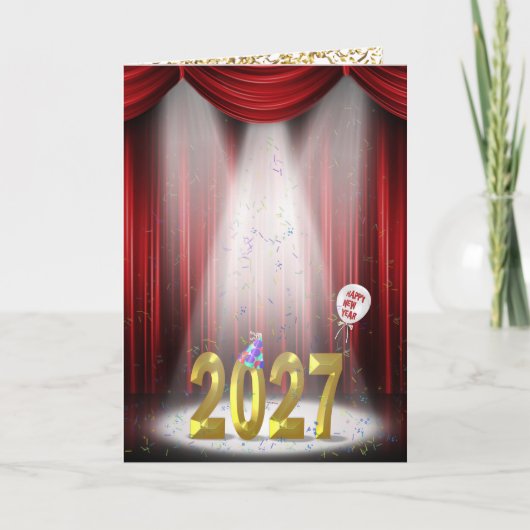Nieuwjaar 2027 Op Het Podium In De Schijnwerpers Kaart (Voorkant)