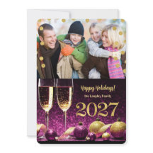 Nieuwjaar 2027 Paarse en Gouden Champagne Foto