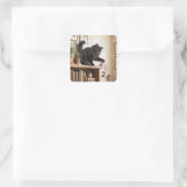 Nieuwjaar 2027 Speelse Kat Vierkante Sticker (Tas)