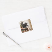 Nieuwjaar 2027 Speelse Kat Vierkante Sticker (Envelop)