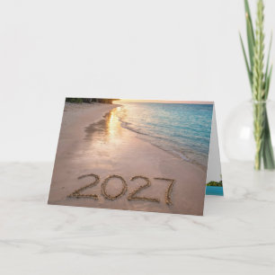 Nieuwjaar 2027 Tropisch Strand Kaart