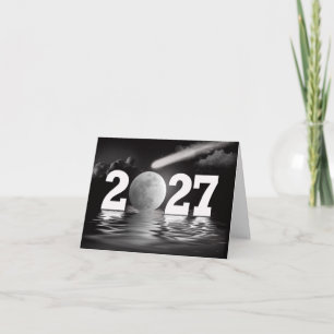Nieuwjaar 2027 Volle Maan Zakelijk Bedankt Kaart