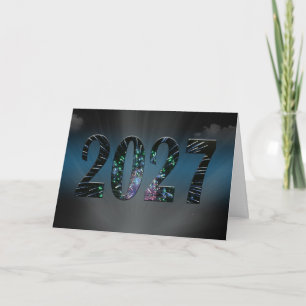 Nieuwjaar 2027 Vuurwerk met Wolken Feestdagen Kaart
