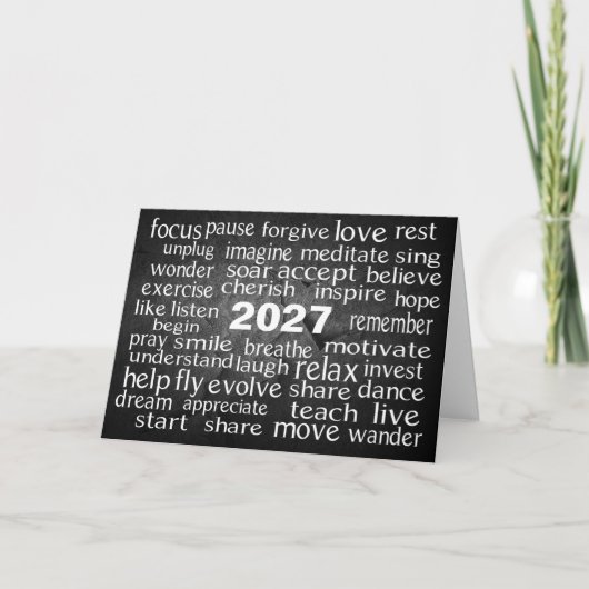 Nieuwjaar 2027 Woordwolk Feestdagen Kaart (Voorkant)