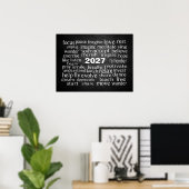 Nieuwjaar 2027 Woordwolk Op Zwarte Rots Poster (Thuiskantoor)