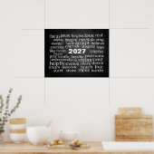 Nieuwjaar 2027 Woordwolk Op Zwarte Rots Poster (Keuken)