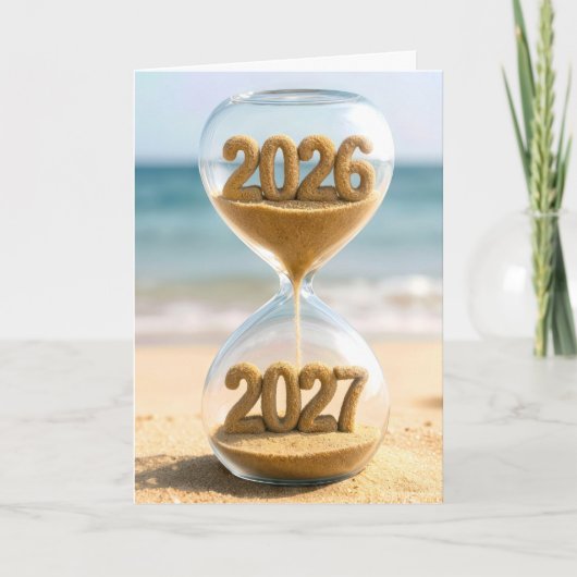 Nieuwjaar 2027 Zandloper Kaart (Voorkant)