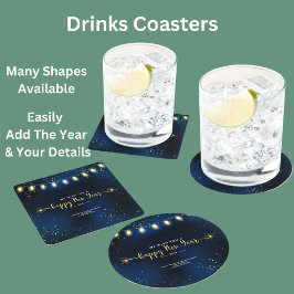 Nieuwjaar 20XX — Gegevens van jaarorganisatie toev Ronde Kartonnen Onderzetter