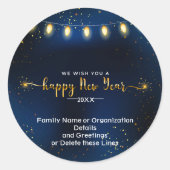 Nieuwjaar 20XX — Gegevens van jaarorganisatie toev Ronde Sticker (Voorkant)