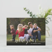 Nieuwjaar 2 Foto legant script Feestdagenkaart (Staand voorkant)