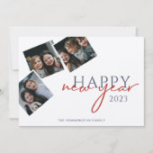 Nieuwjaar 3-fotomomentopnamen zeef Silver Paper Kaart (Voorkant)