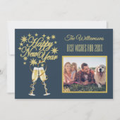 Nieuwjaar 4 Multi-Photo Collage Front Back Kaart (Voorkant)