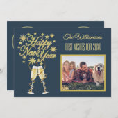 Nieuwjaar 4 Multi-Photo Collage Front Back Kaart (Voorkant / Achterkant)