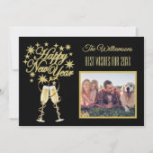 Nieuwjaar 4 Multi-Photo Collage Front Back Kaart (Voorkant)