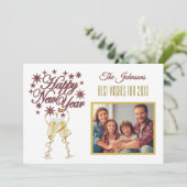 Nieuwjaar 4 Multi-Photo Collage Front Back Kaart (Staand voorkant)