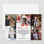 Nieuwjaar 5 Photo Collage Grid Gepersonaliseerde V Feestdagenkaart (Voorkant / Achterkant)