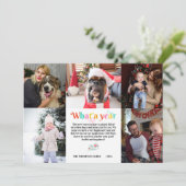 Nieuwjaar 5 Photo Collage Grid Gepersonaliseerde V Feestdagenkaart (Staand voorkant)