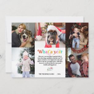 Nieuwjaar 5 Photo Collage Grid Gepersonaliseerde V Feestdagenkaart