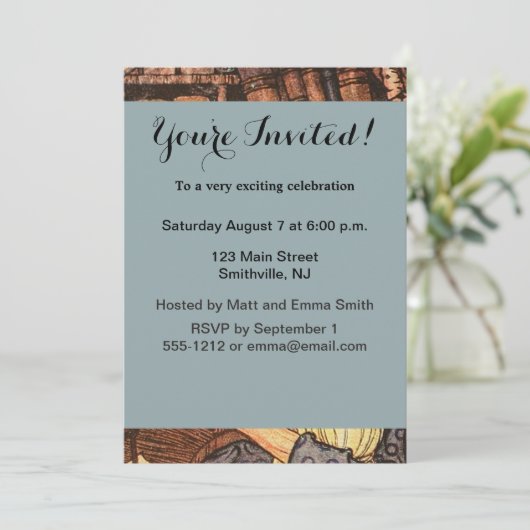 Nieuwjaar Antiek Vader Tijd Kaart (Staand voorkant)