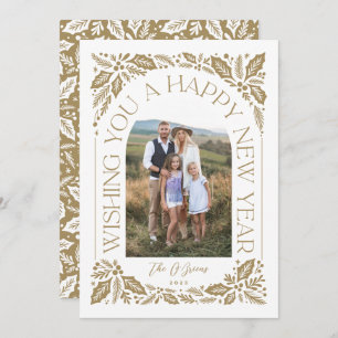 Nieuwjaar Arch Berry Golden 3 Foto Collage Feestdagenkaart