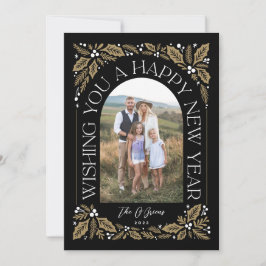 Nieuwjaar Arch Berry Golden 3 Foto Collage Feestdagenkaart