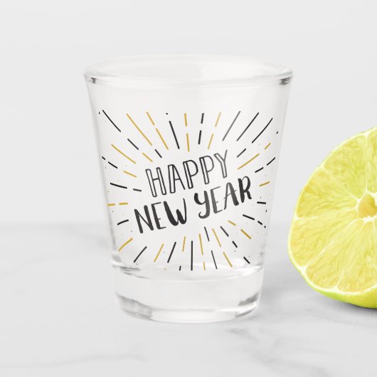 Nieuwjaar Art Burst Graphic Gelukkig Nieuwjaar Tek Shot Glas (Voorkant)