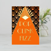 Nieuwjaar Art Deco Pop Clink Fizz Glamoureus Folie Uitnodiging (Staand Voorkant)