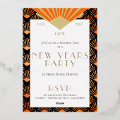Nieuwjaar Art Deco Pop Clink Fizz Glamoureus Folie Uitnodiging (Achterkant)