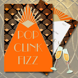 Nieuwjaar Art Deco Pop Clink Fizz Gold Vintage Kaart