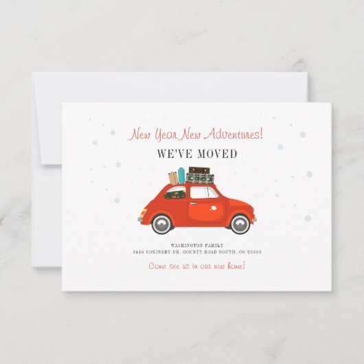 Nieuwjaar avonturen adreswijziging bekendmaking (Voorkant)