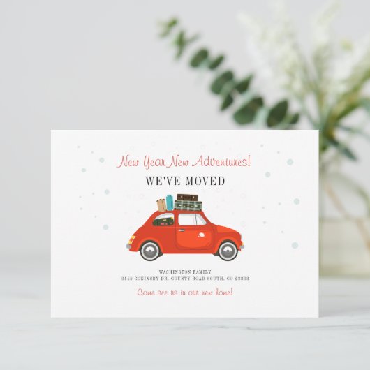 Nieuwjaar avonturen adreswijziging bekendmaking (Staand voorkant)