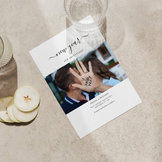 Nieuwjaar avonturen foto opslaan datum notitiekaartje