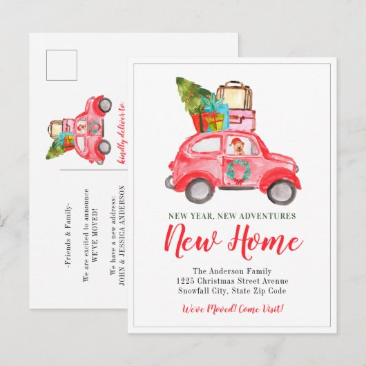 Nieuwjaar avonturen kerstavond vakantiebeweging aankondigingskaart (Voorkant / Achterkant)