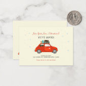 Nieuwjaar avonturen Nieuw adres Rode auto Notitiekaartje (Voorkant / Achterkant in situ)