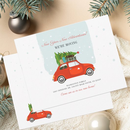 Nieuwjaar avonturen Wijziging adres verplaatsen Notitiekaartje