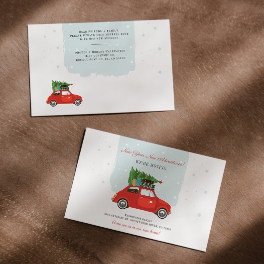 Nieuwjaar avonturen Wijziging adres verplaatsen Notitiekaartje