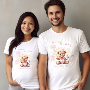 Nieuwjaar Beer Roze Meisje Baby shower T-shirt