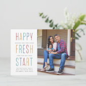 Nieuwjaar bewegende aankondiging kleurrijke fotoka (Staand voorkant)