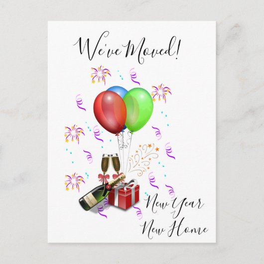 Nieuwjaar Bewegende Aankondiging verplaatst Vieren (Voorkant)