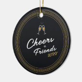  Nieuwjaar Black & Gold Griekse Meander Keramisch Ornament (Links)